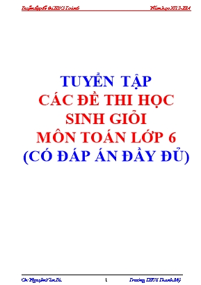 Tuyển tập các đề thi học sinh giỏi môn Toán Lớp 6 (Có đáp án đầy đủ) - Năm học 2013-2014